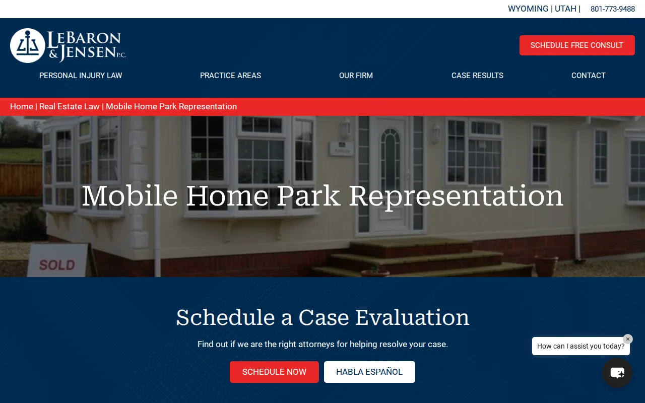 Screenshot of the LeBaron & Jensen website