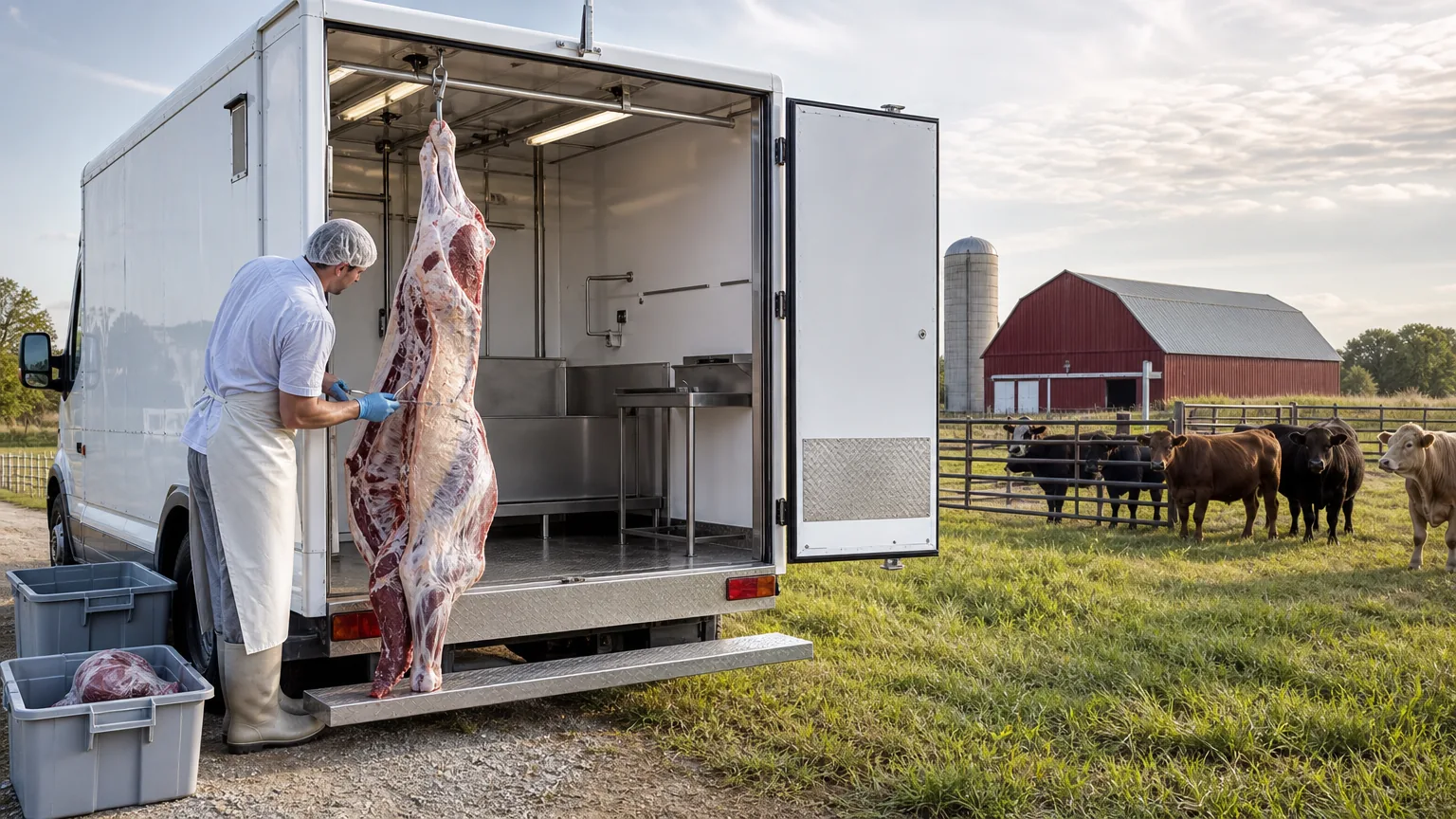 BCM Custom Mobile Butchering: visual reference for 3. BCM Custom Mobile Butchering , USDA-inspected on-farm processing