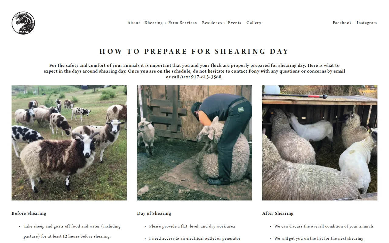 Screenshot of the Sugarfield Farm website