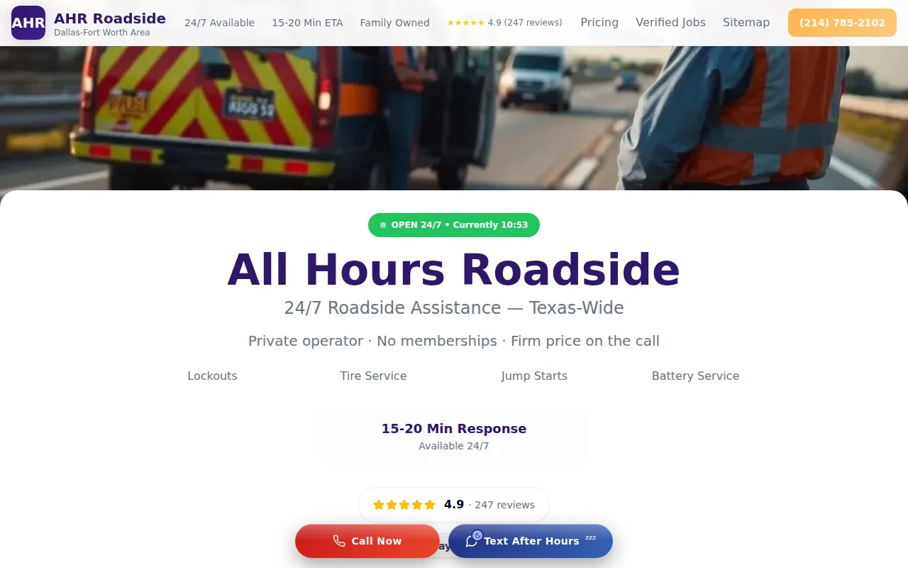 All Hours Roadside: visual reference for 2. All Hours Roadside — 15‑Minute Response for Dump Truck Tire Emergencies