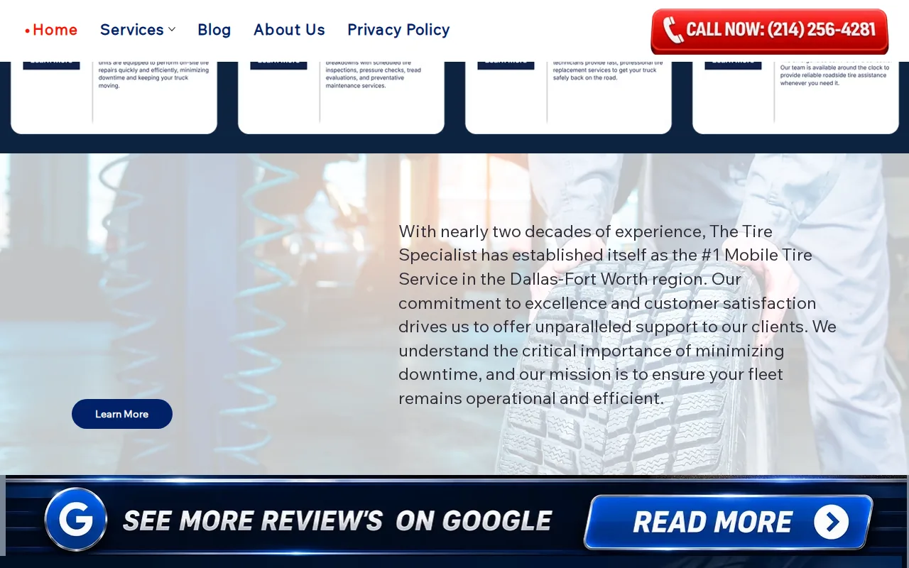 The Tire Specialist: visual reference for 1. The Tire Specialist — Fast, Reliable Mobile Service for Construction Trucks