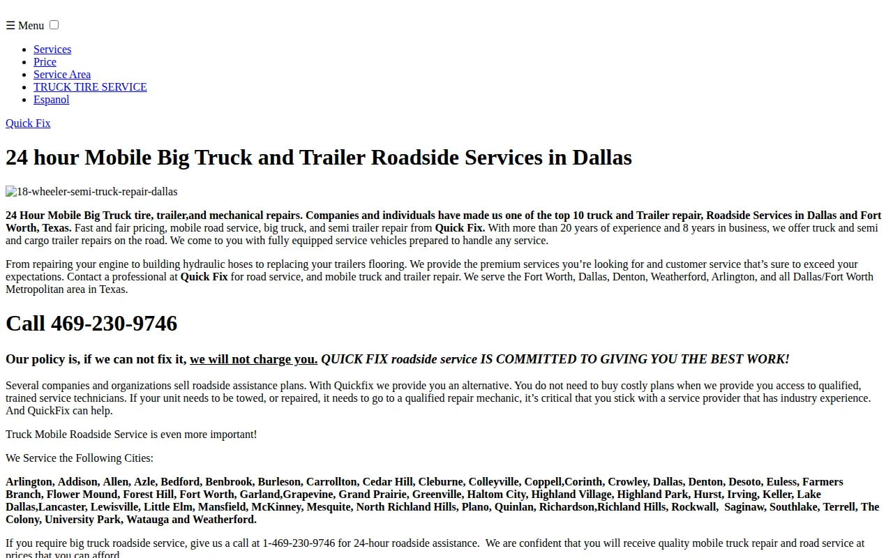 Quick Fix: visual reference for 2. Quick Fix — 24‑Hour Emergency Mobile Tire Service Across DFW