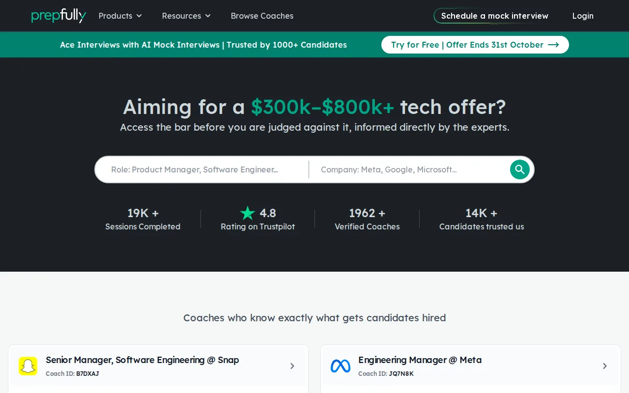 Screenshot of the Prepfully website