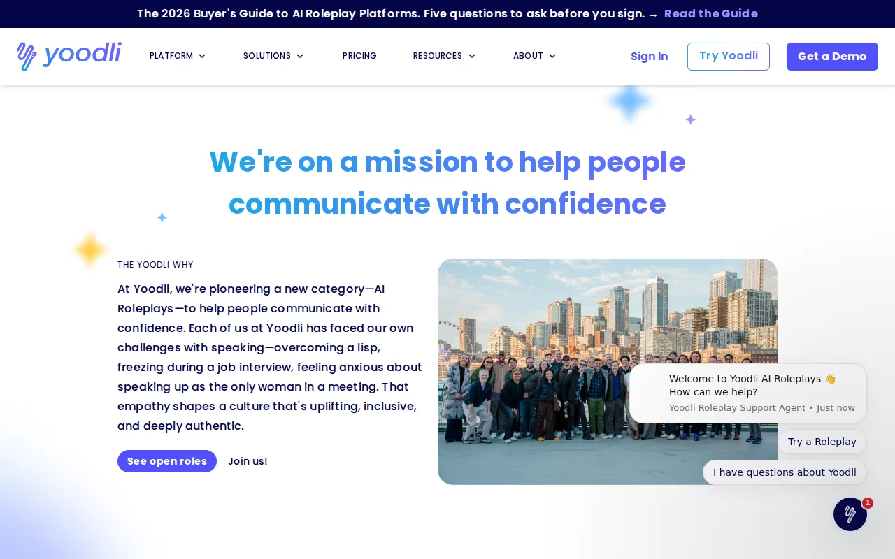 Screenshot of the Yoodli website