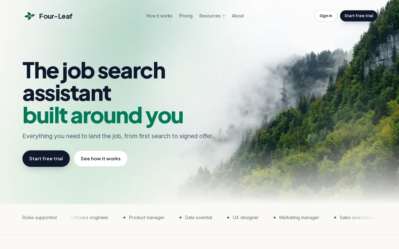 Screenshot of the Four-Leaf website