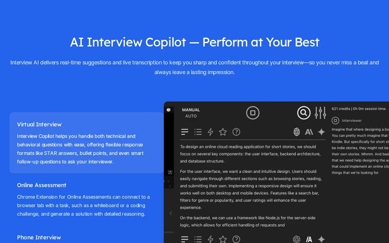 Screenshot of the Interviews Chat website