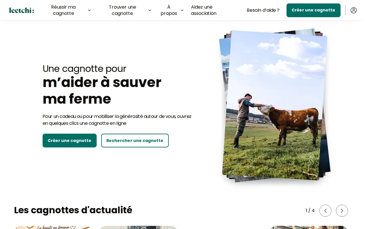 Screenshot of the Leetchi website