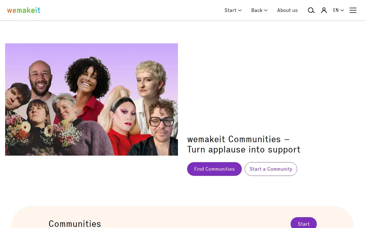 Screenshot of the Wemakeit website