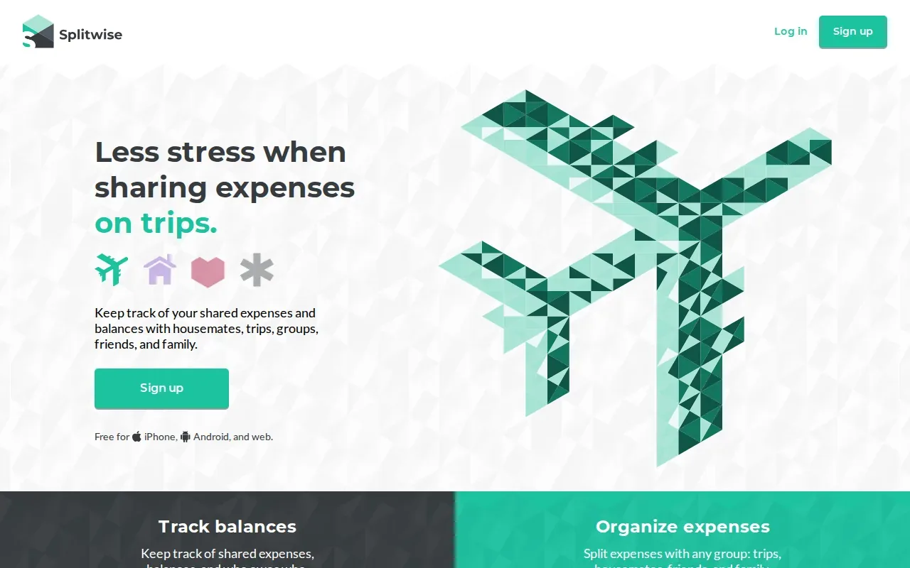 Screenshot of the Splitwise website