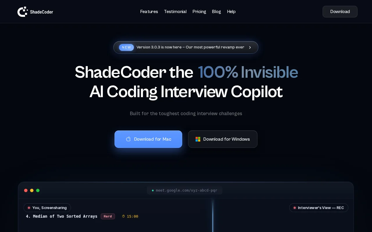 Screenshot of the ShadeCoder website