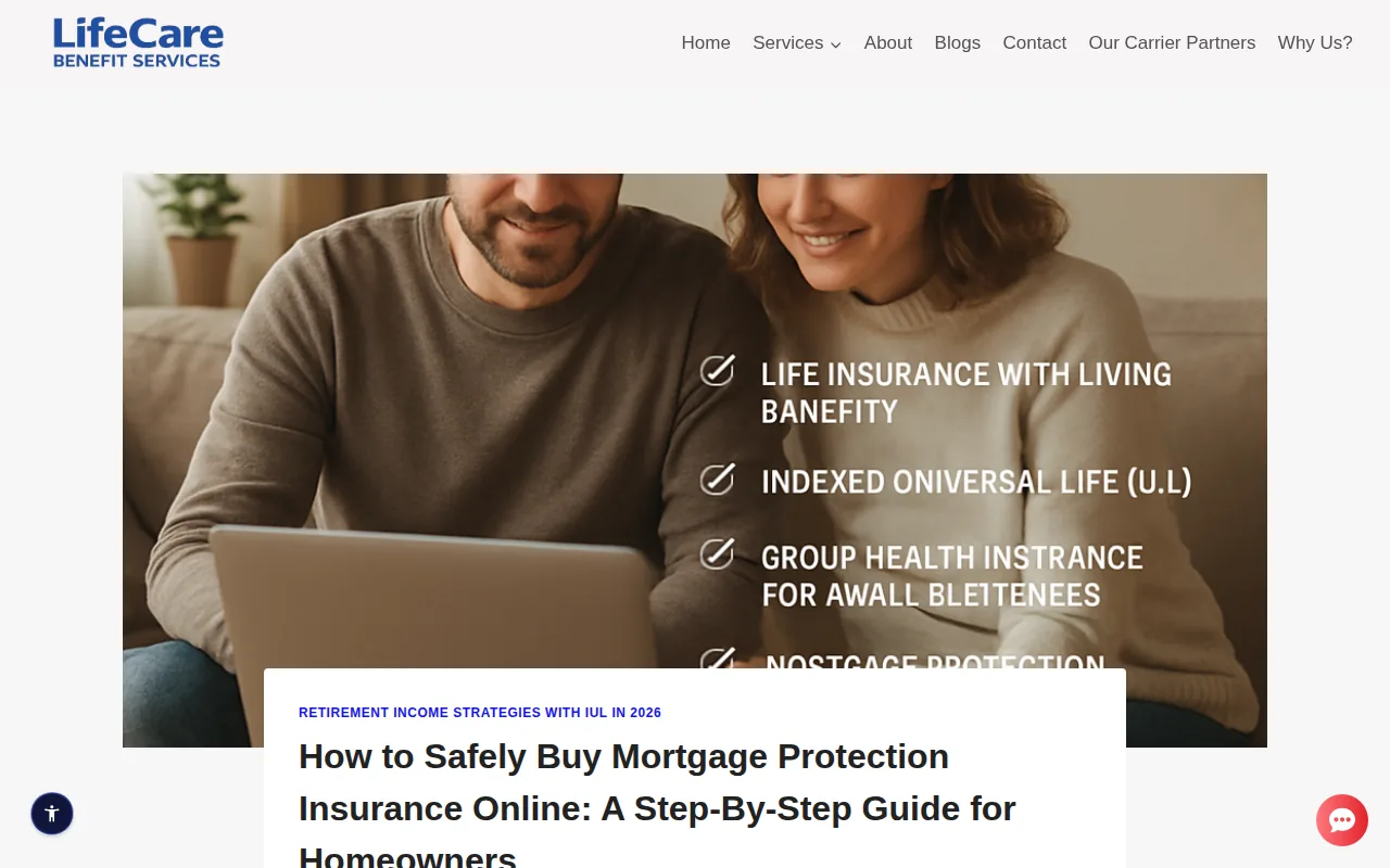 Screenshot of the Life Care Benefit Services website