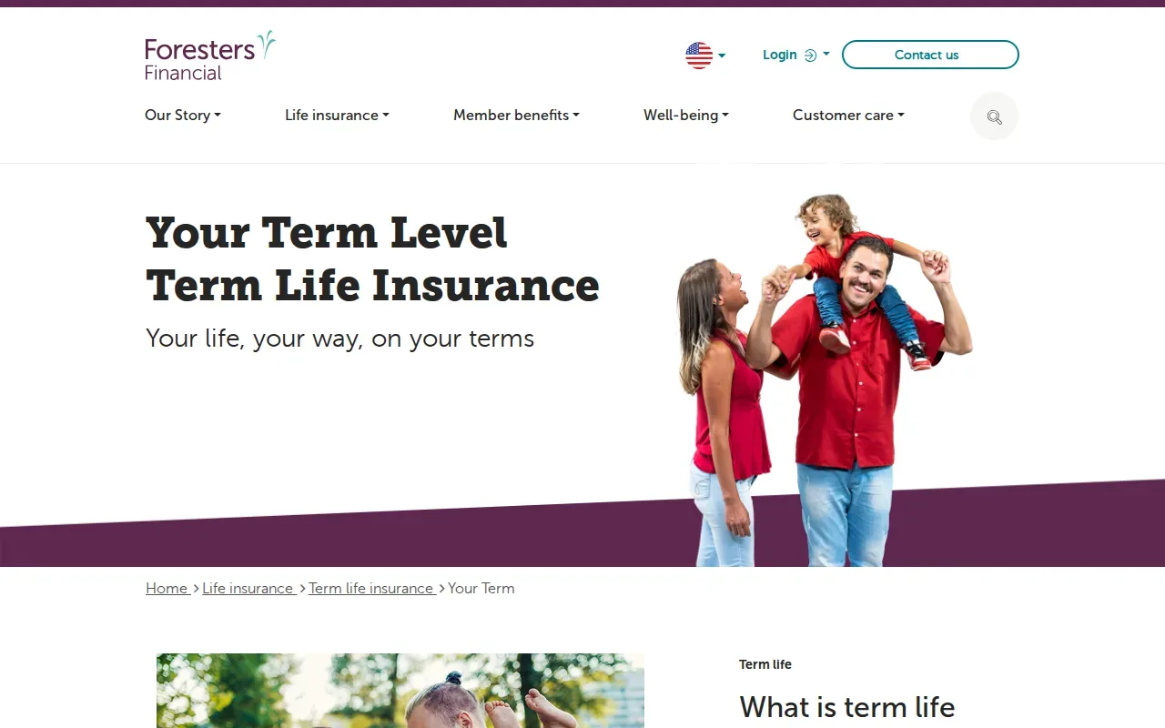 Screenshot of the Your Term by Foresters Financial website