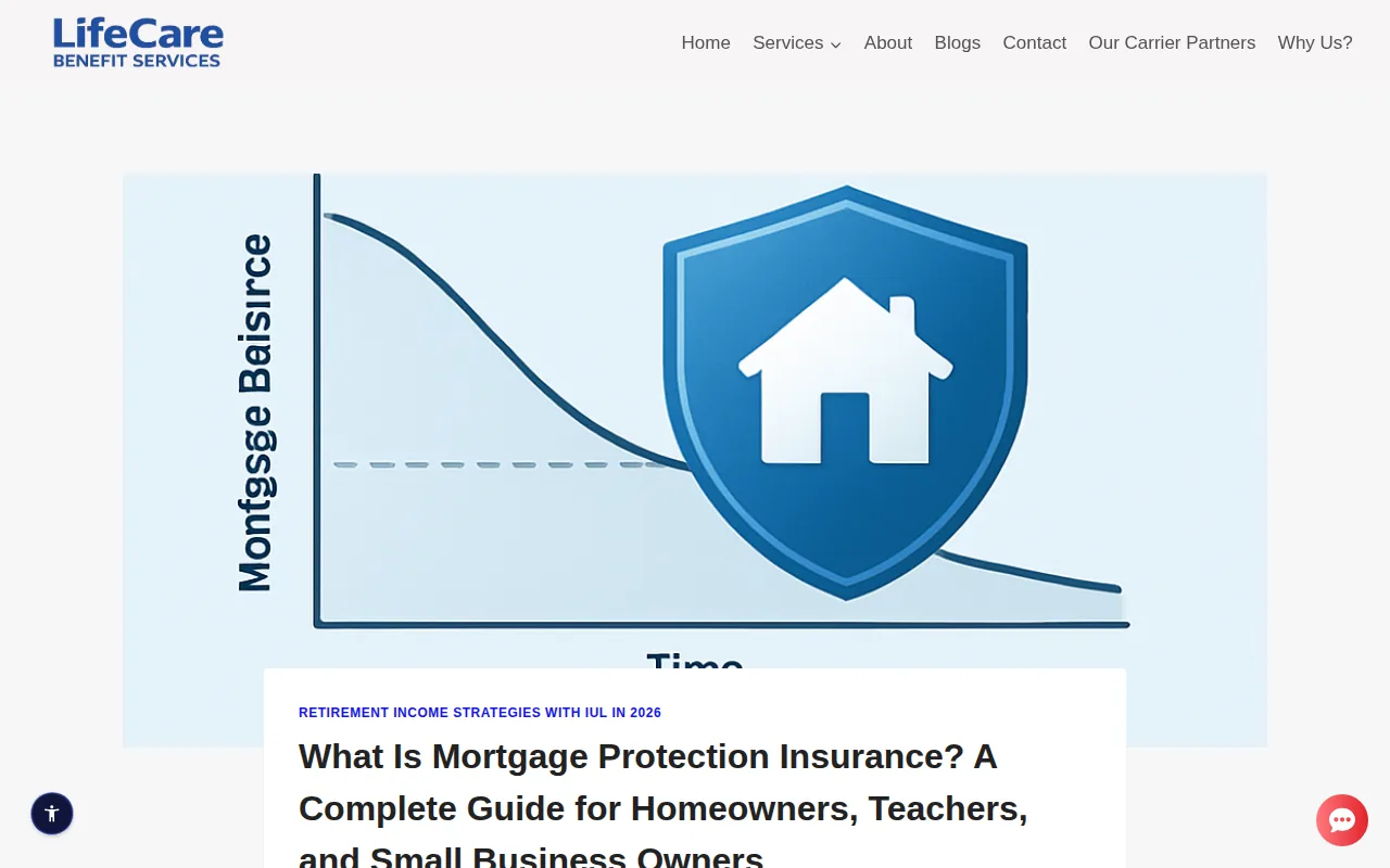 Screenshot of the Life Care Benefit Services website