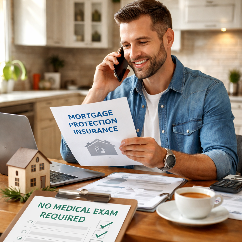 A photorealistic image related to mortgage-protection-insurance-without-medical-exam-for-self-employed. Alt: mortgage-protection-insurance-without-medical-exam-for-self-employed