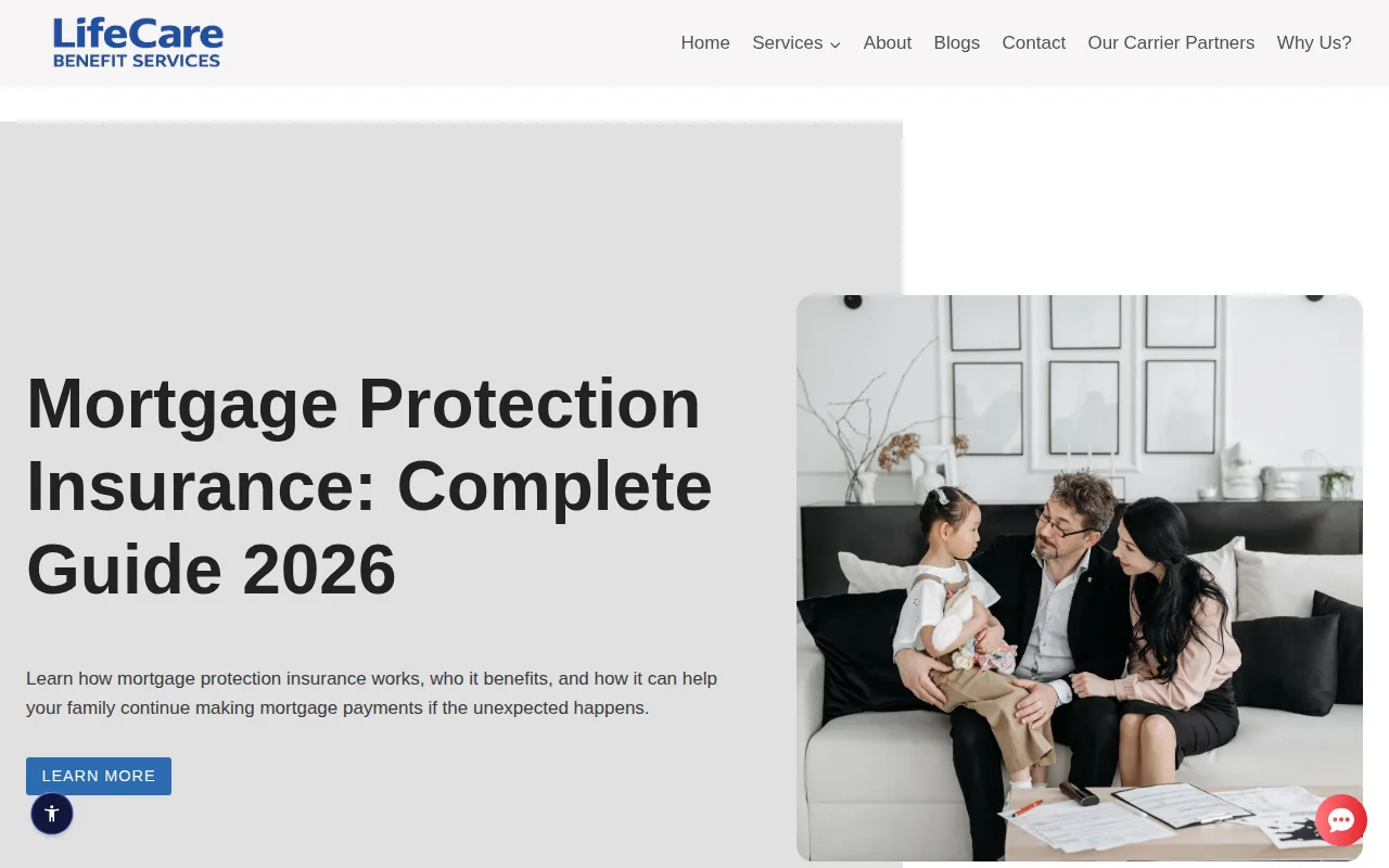Screenshot of the Life Care Benefit Services website