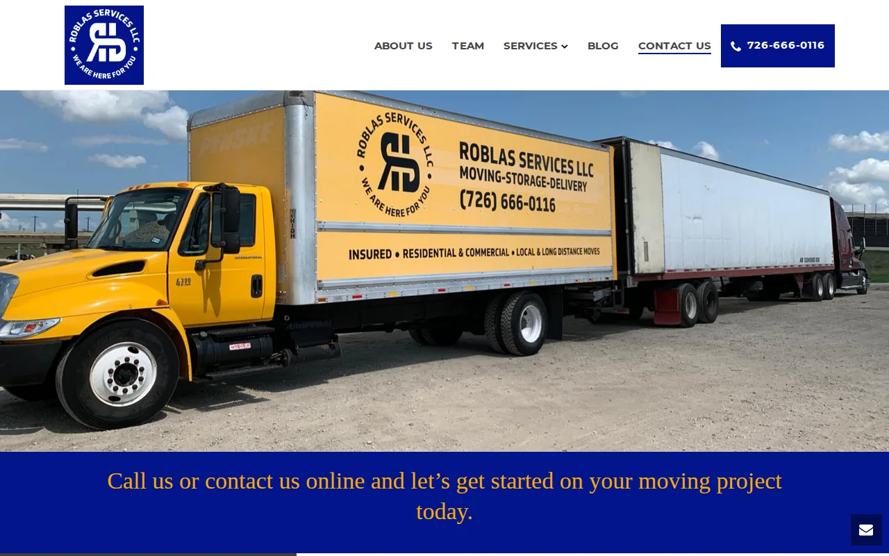 Screenshot of the Roblas Services website
