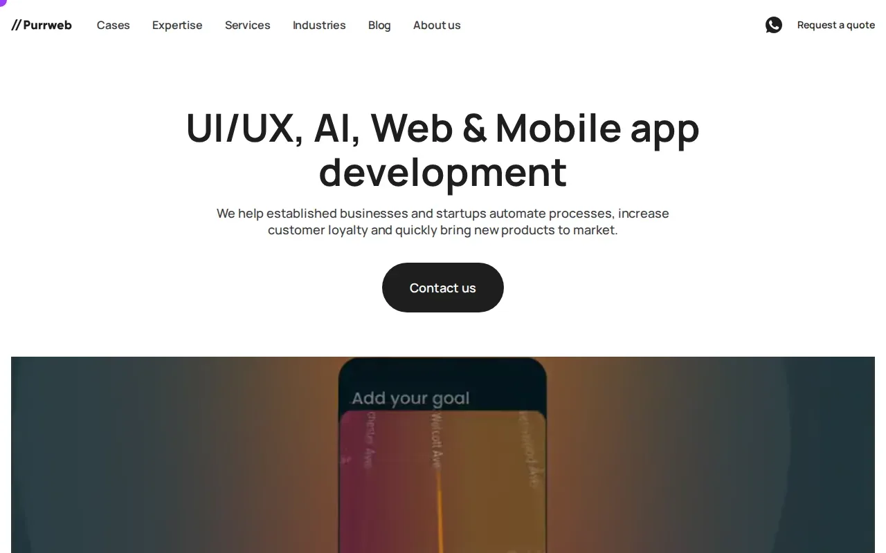 Screenshot of the Purrweb website