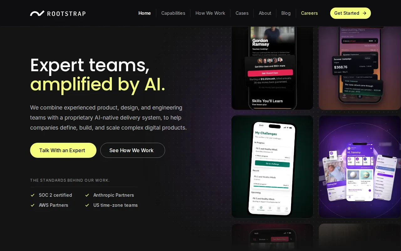Screenshot of the Rootstrap website