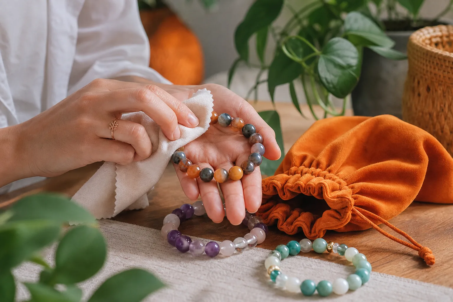 how to clean and care for natural stone jewelry and gemstone bracelets