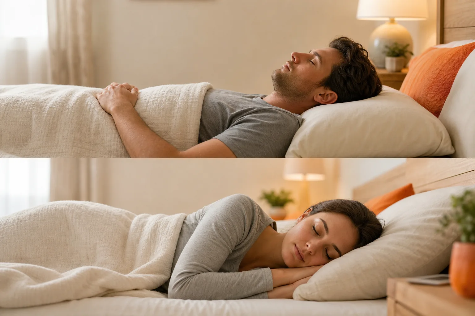 Back and side sleeping positions that keep the neck neutral.
