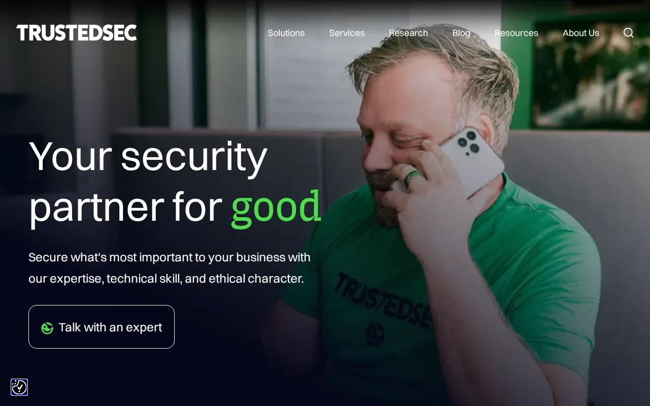 Screenshot of the TrustedSec website