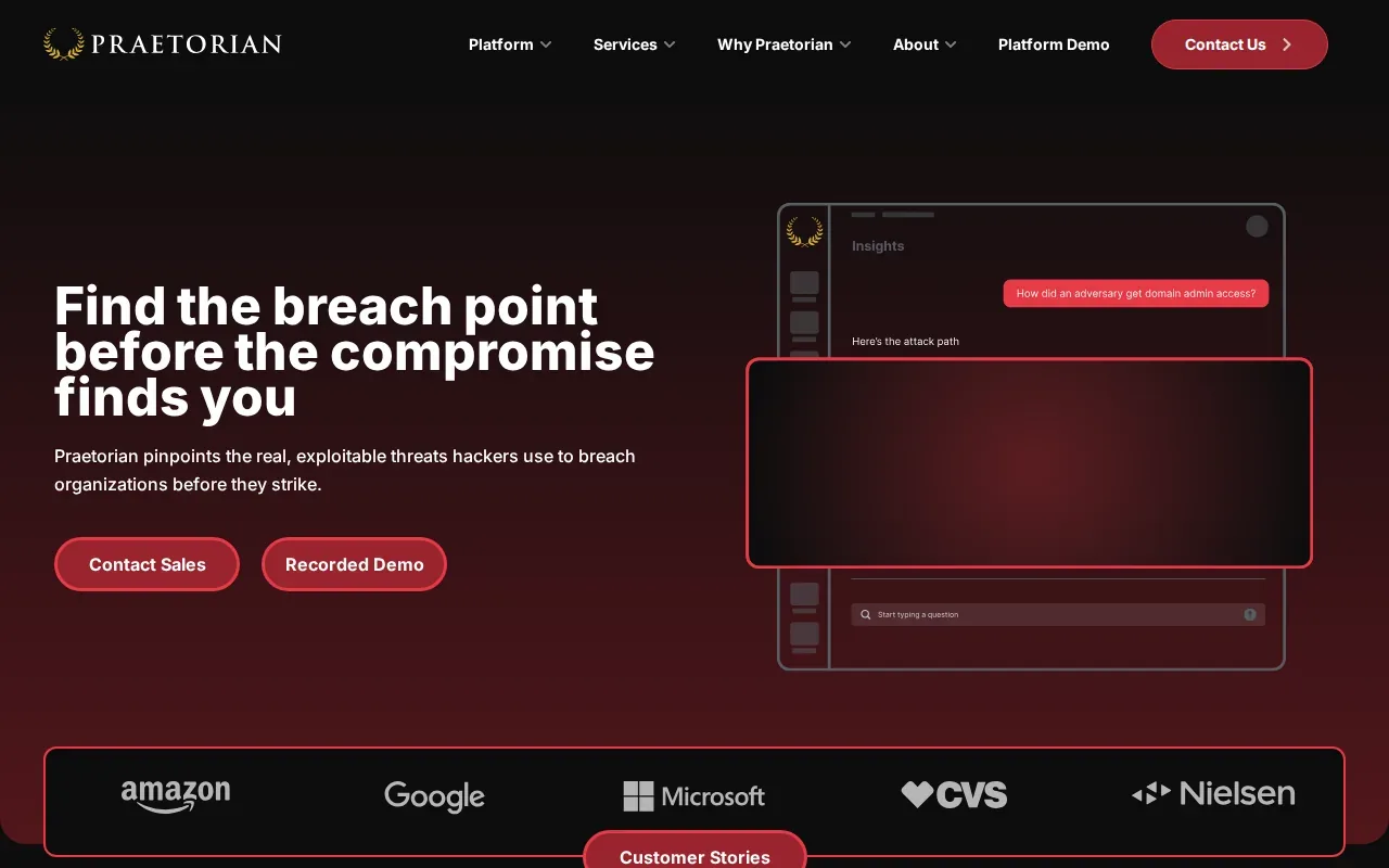 Screenshot of the Praetorian website