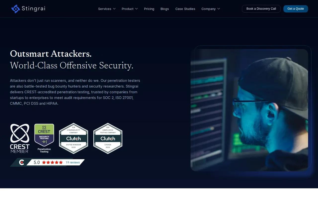 Screenshot of the Stingrai website