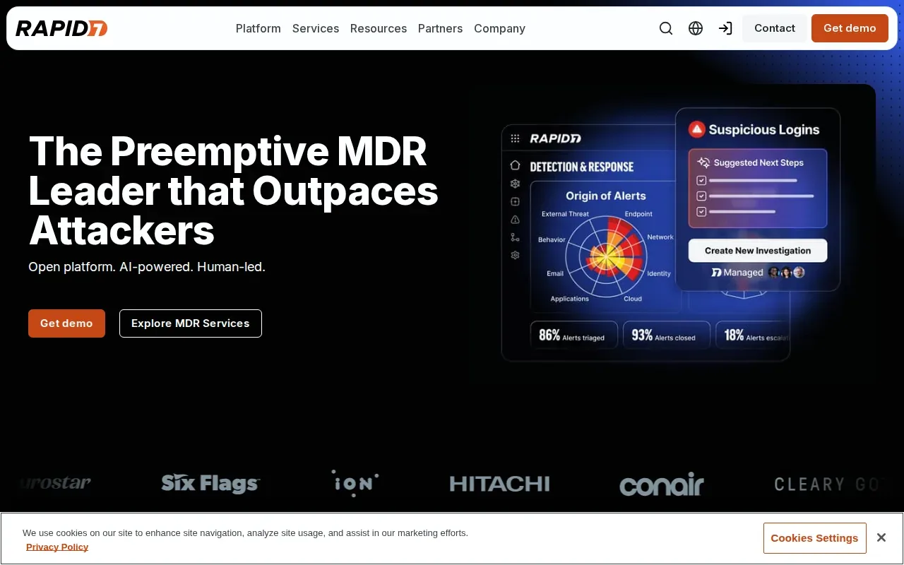 Screenshot of the Rapid7 website