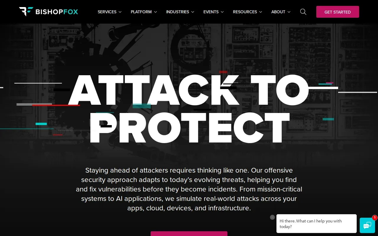 Screenshot of the Bishop Fox website