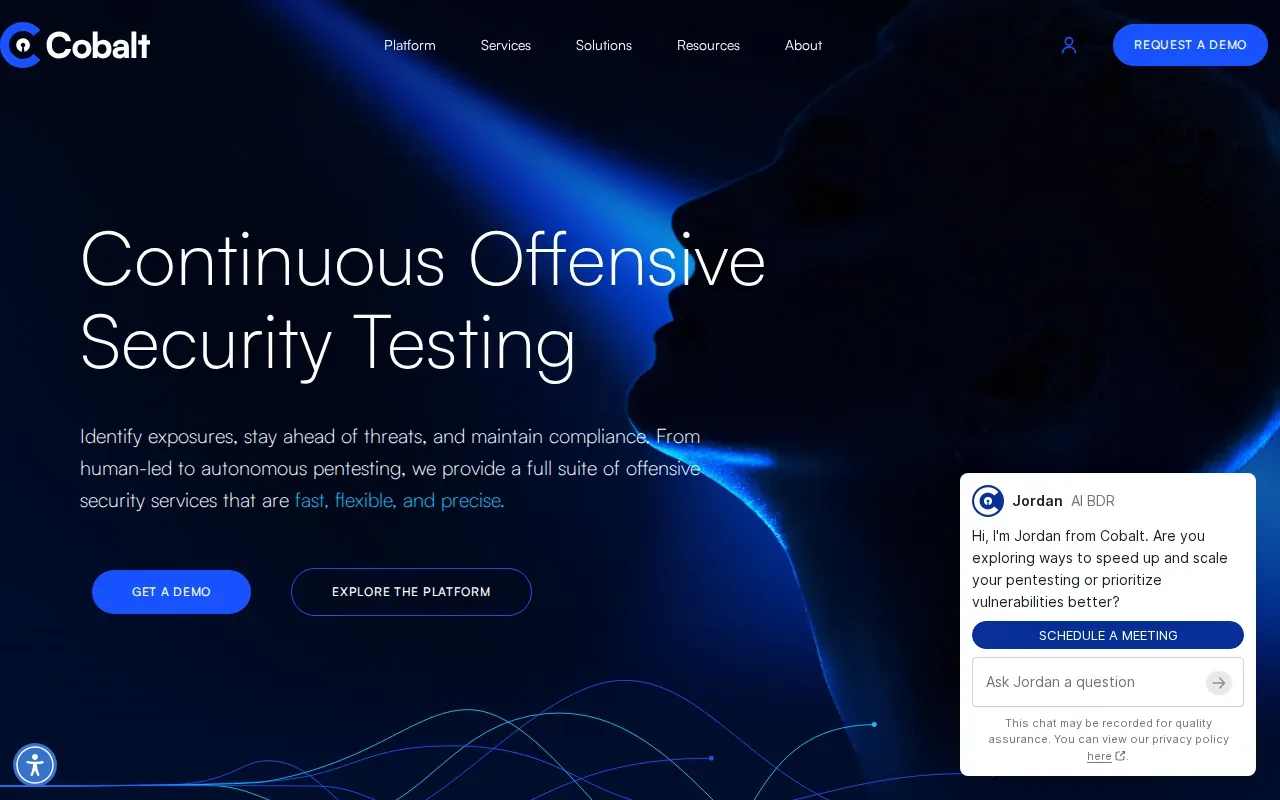 Screenshot of the Cobalt website