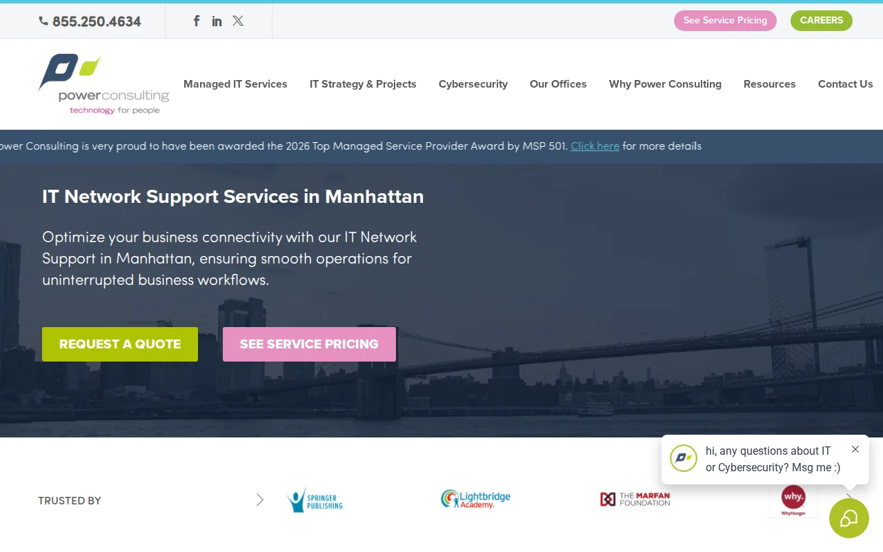 Screenshot of the Power Consulting Group website