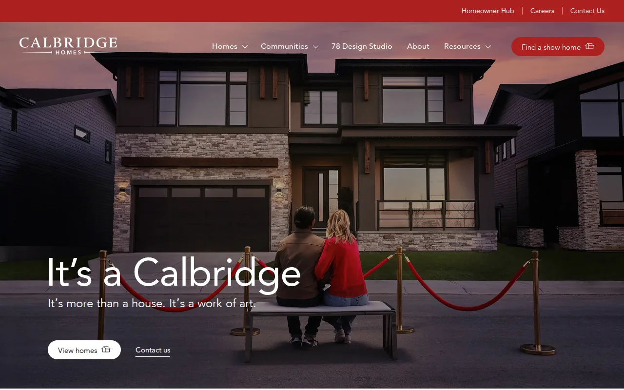Screenshot of the Calbridge Homes website
