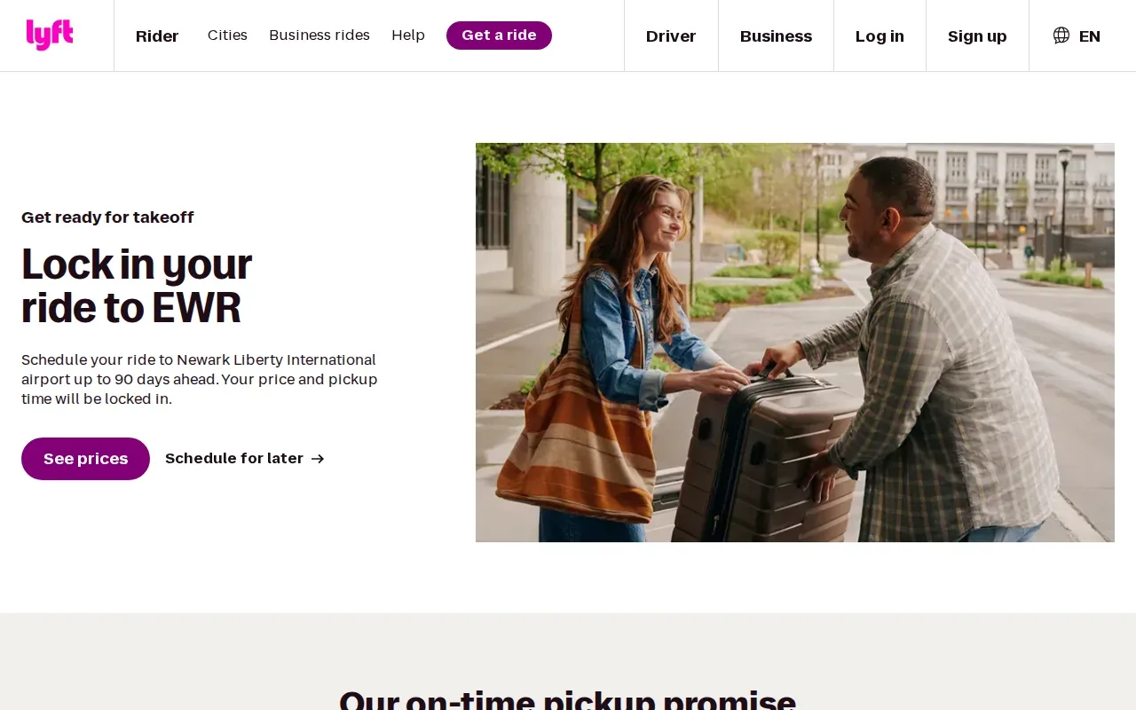 Screenshot of the Lyft website