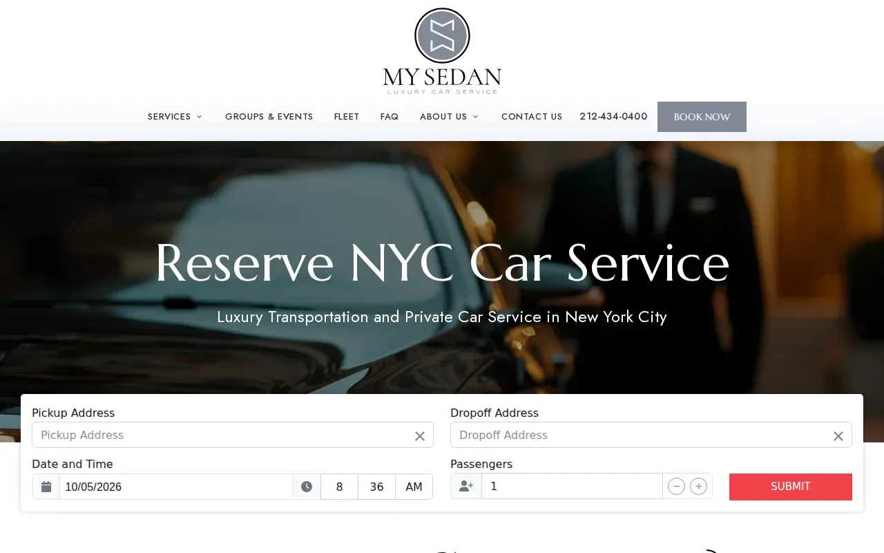 Screenshot of the MySedan website