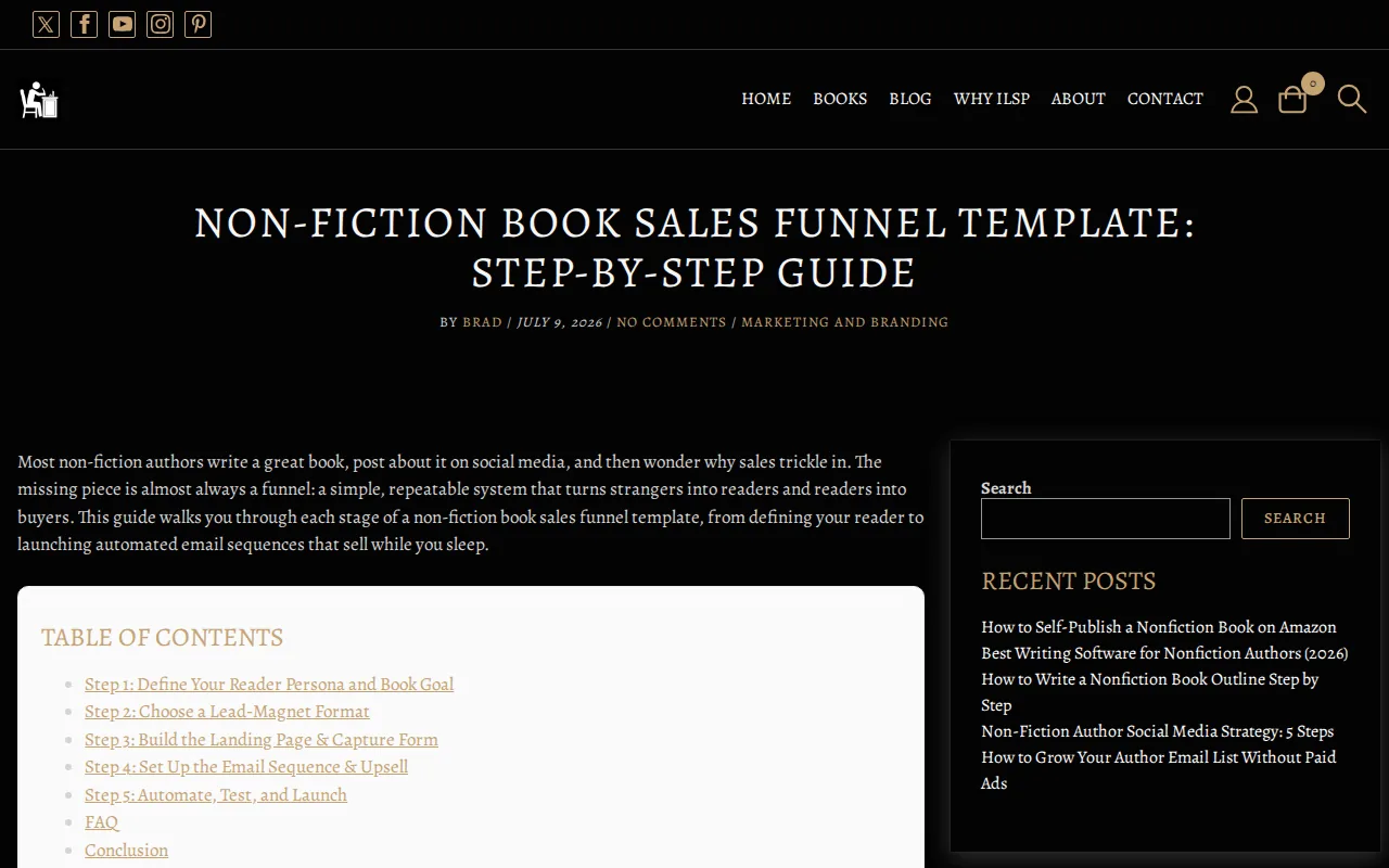 Standard Non-Fiction Book Funnel: visual reference for 2. Standard Non-Fiction Book Funnel &mdash; Simple Lead-Magnet Flow