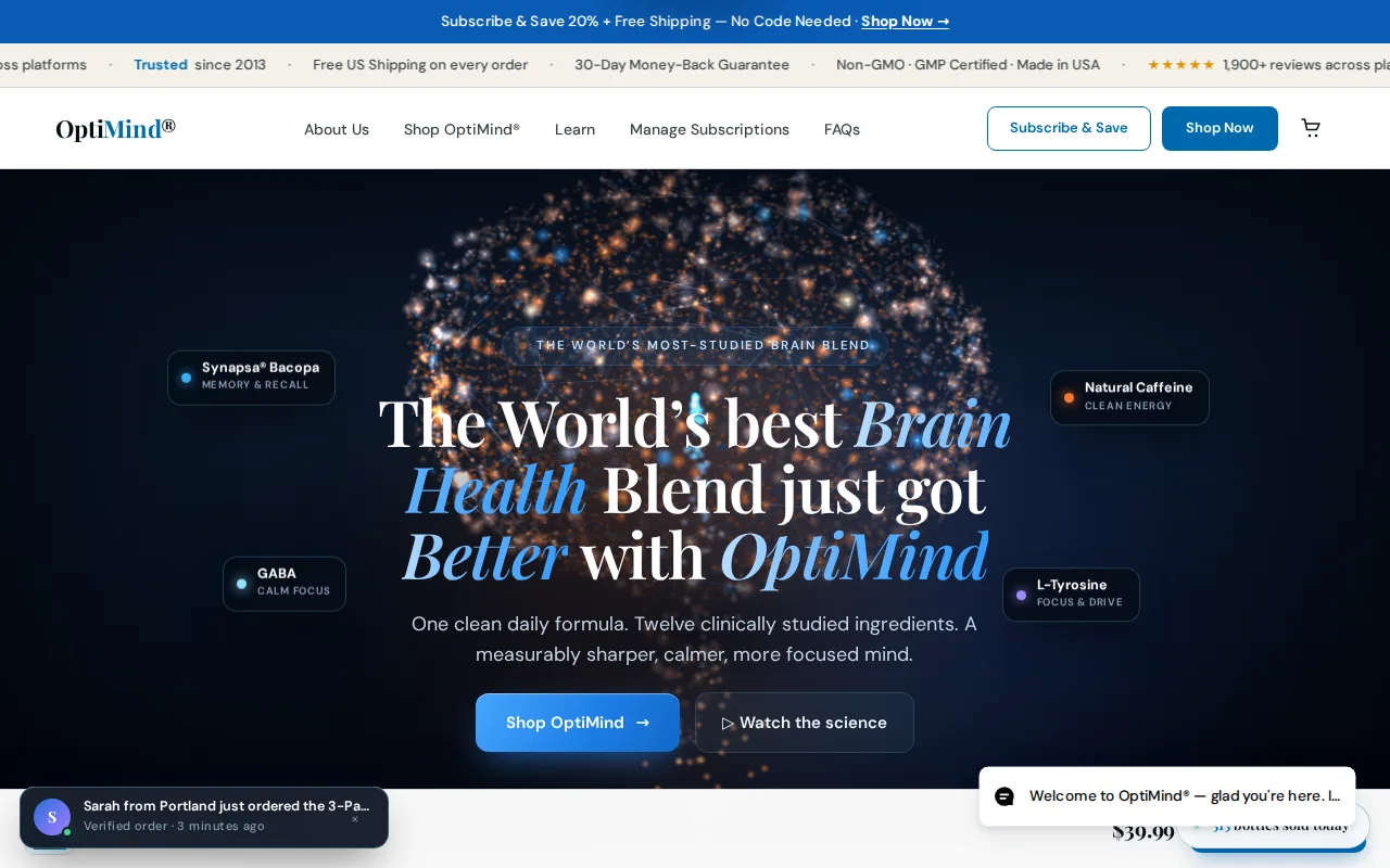 Screenshot of the OptiMind website