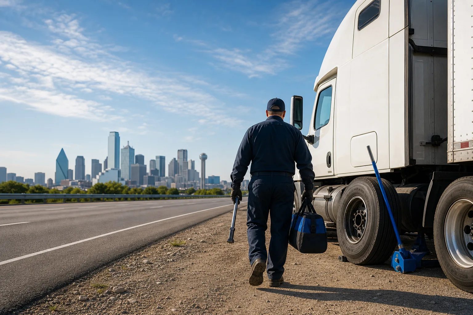 Heavy-duty truck roadside tire service in Dallas, Texas.