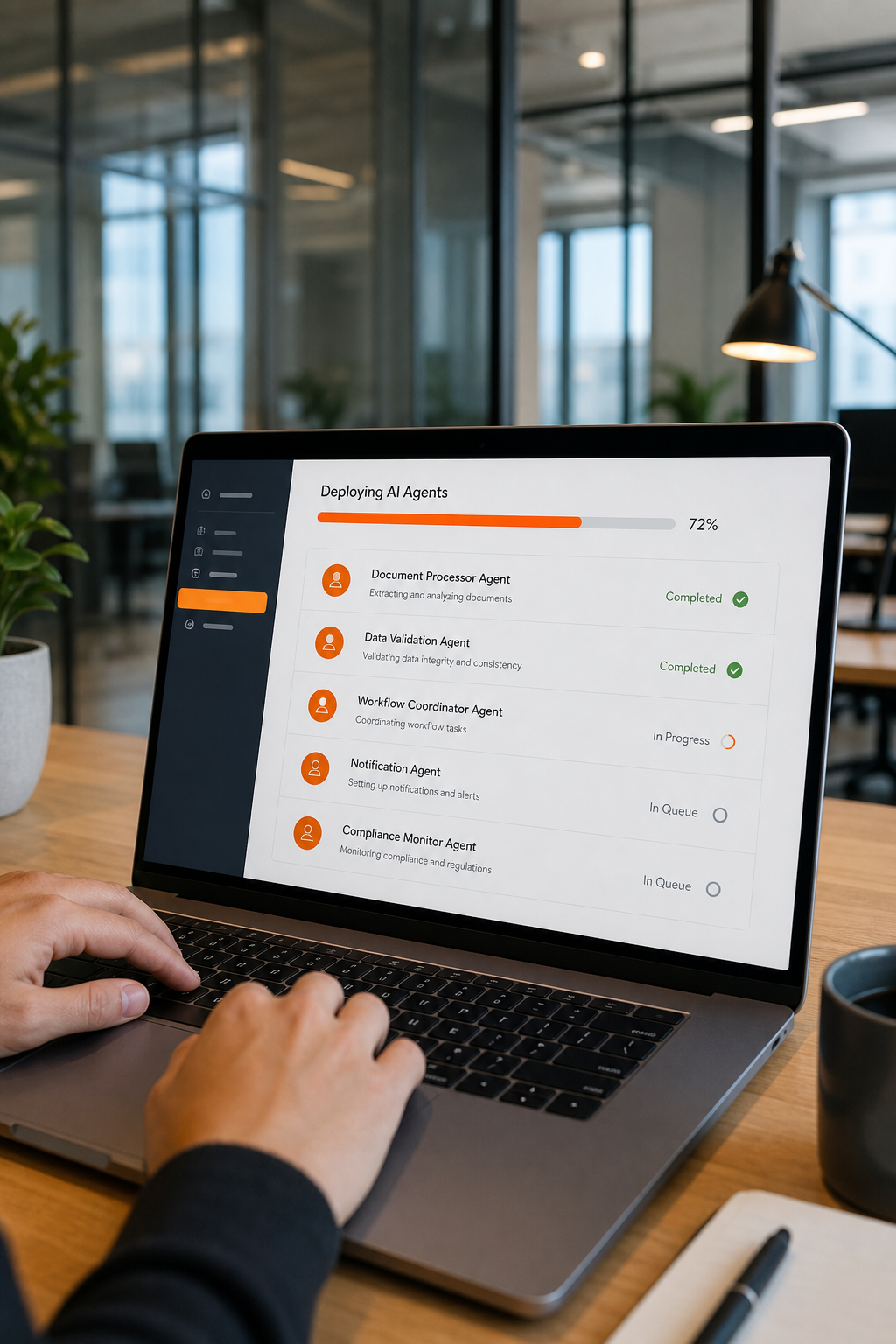 A diverse team of business professionals in a modern conference room reviewing a customer profile chart on a large screen. Alt: Enterprise customer profile meeting with SaaS onboarding team.