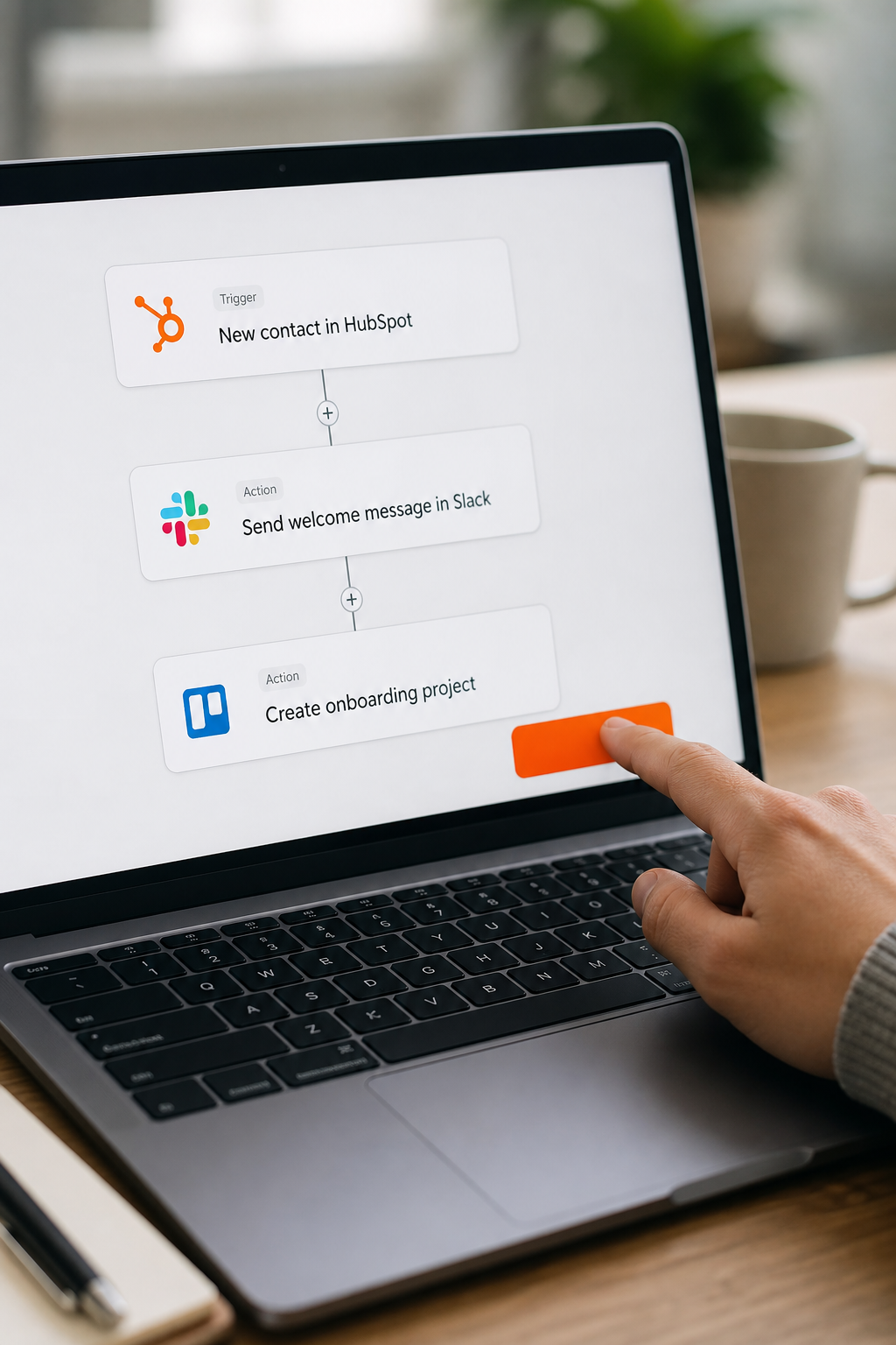 A professional trainer leading a group of diverse employees in a training session with laptops and a presentation screen. Alt: Role-based SaaS training session for enterprise teams.