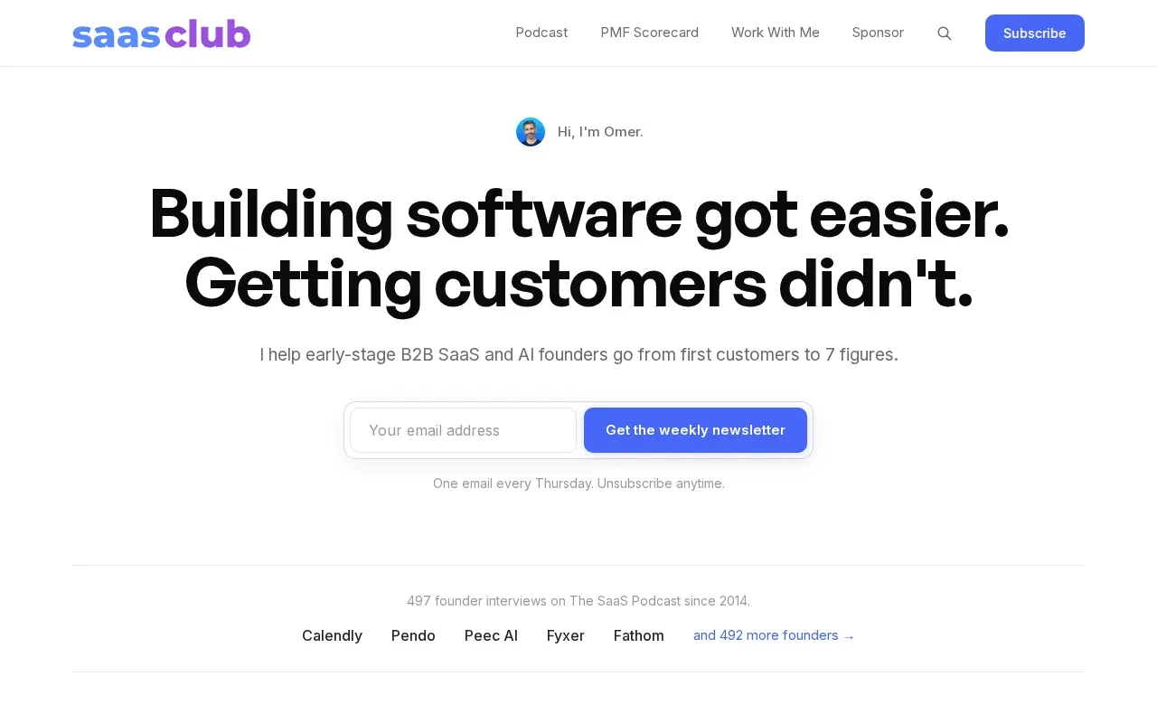 Screenshot of the SaaS Club website