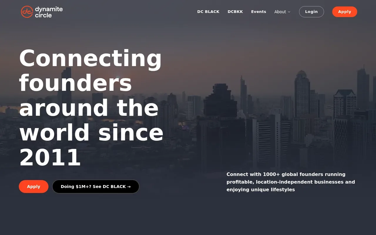 Screenshot of the Dynamite Circle website
