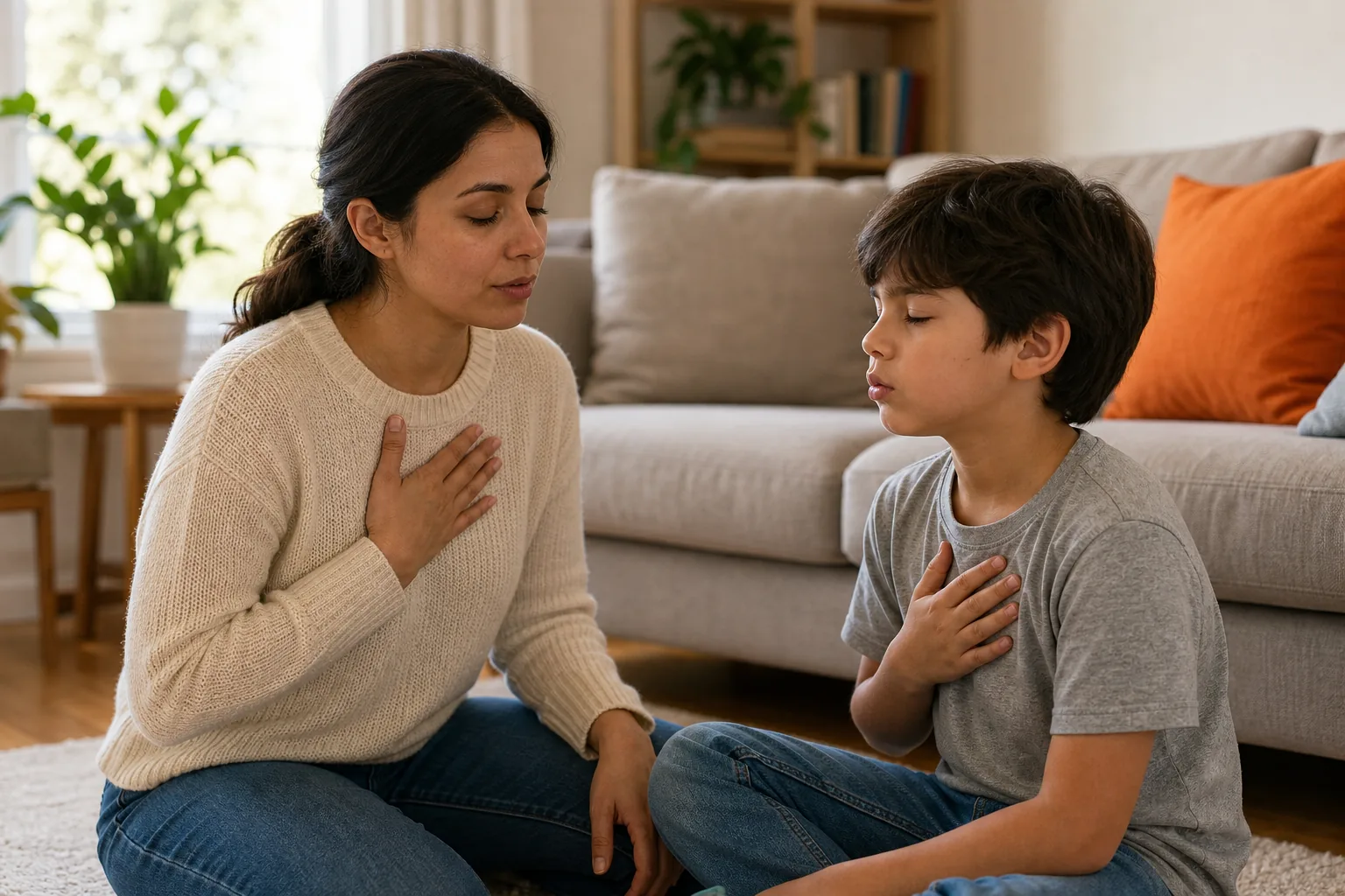 parent practicing co-regulation and emotional regulation with a child
