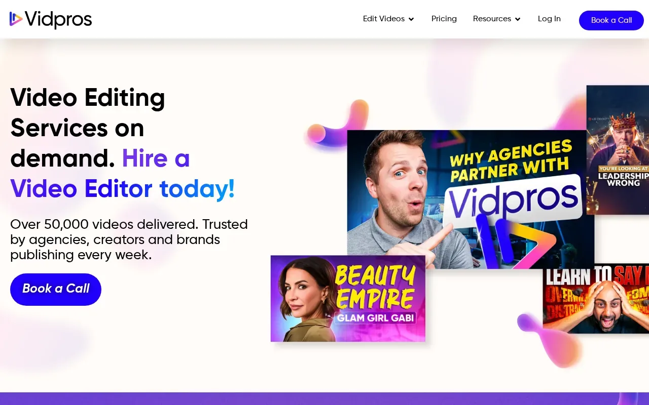 Screenshot of the Vidpros website