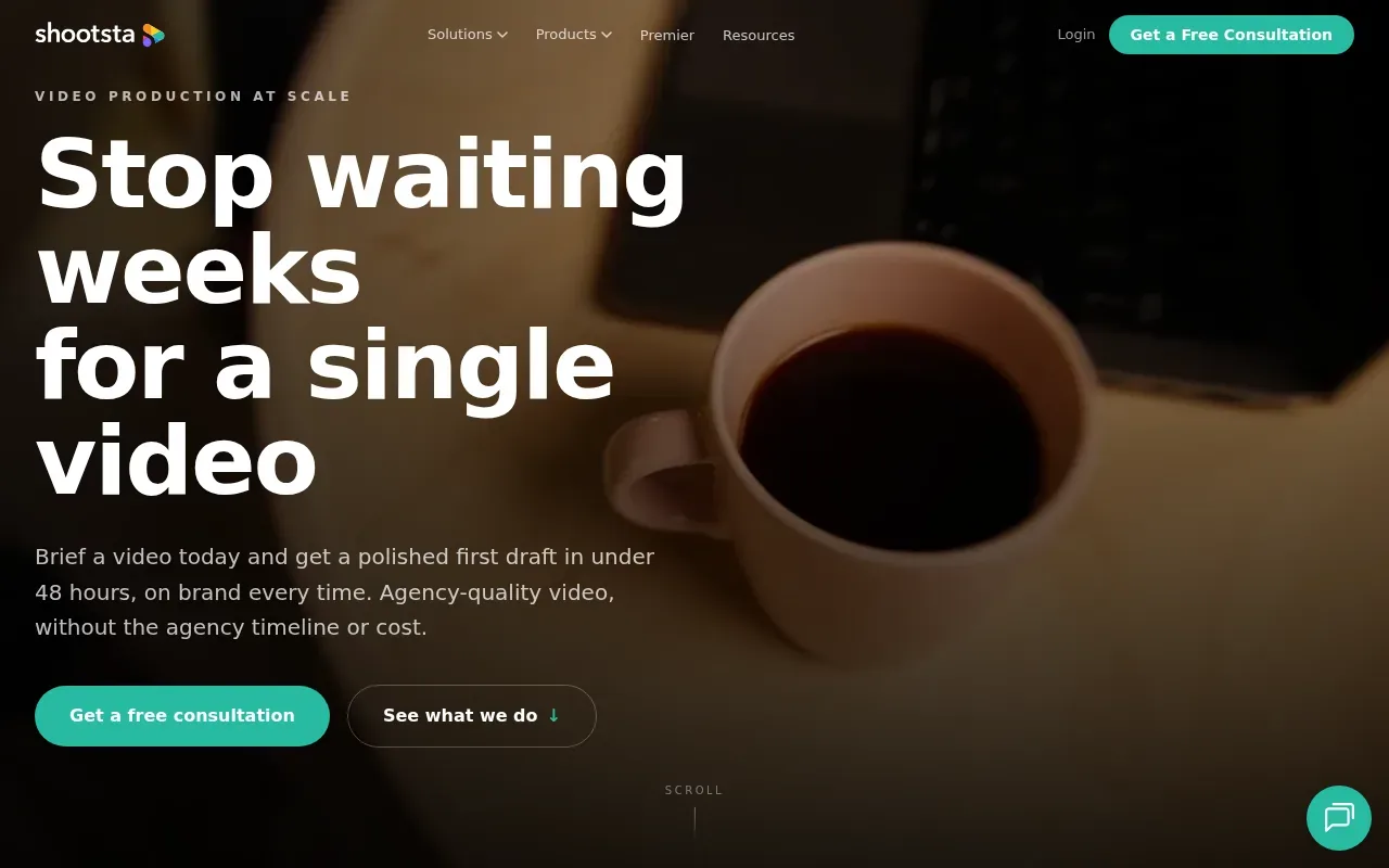 Screenshot of the Shootsta website