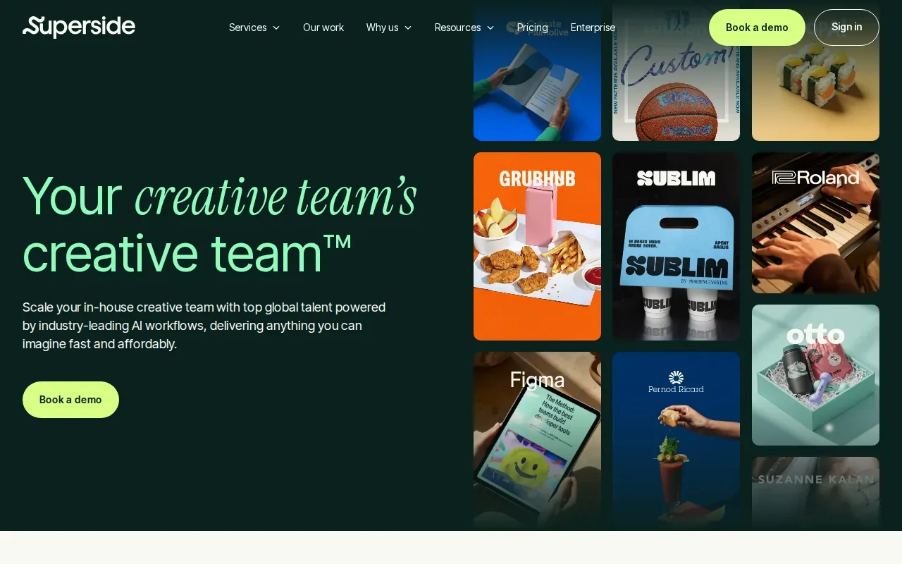 Screenshot of the Superside website