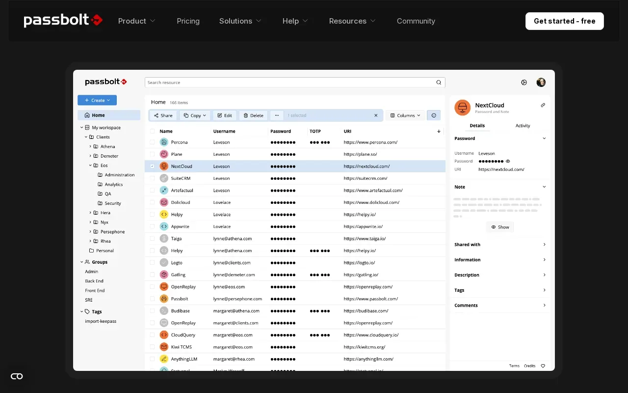 Screenshot of the Passbolt website