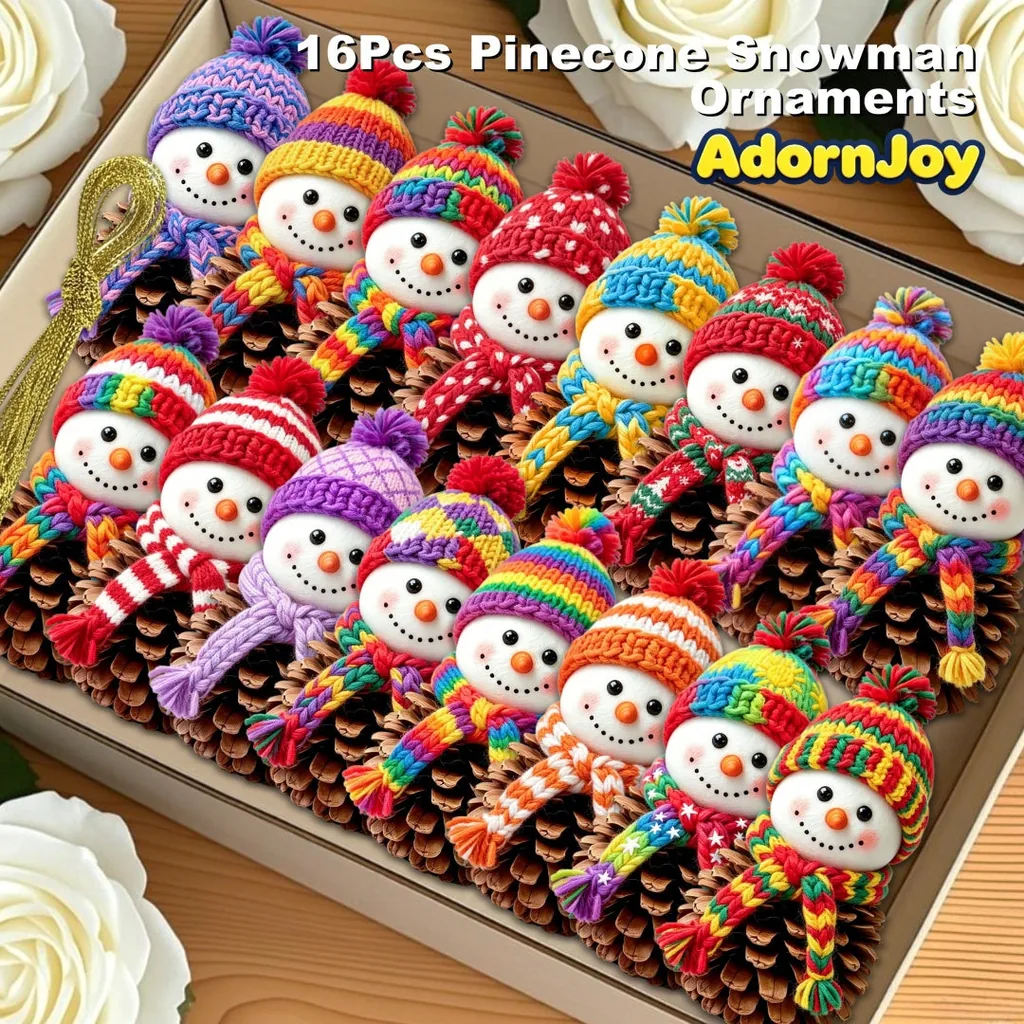 Product photo of AdornJoy 16 Pcs Rustic Snowman Christmas Ornament Sets