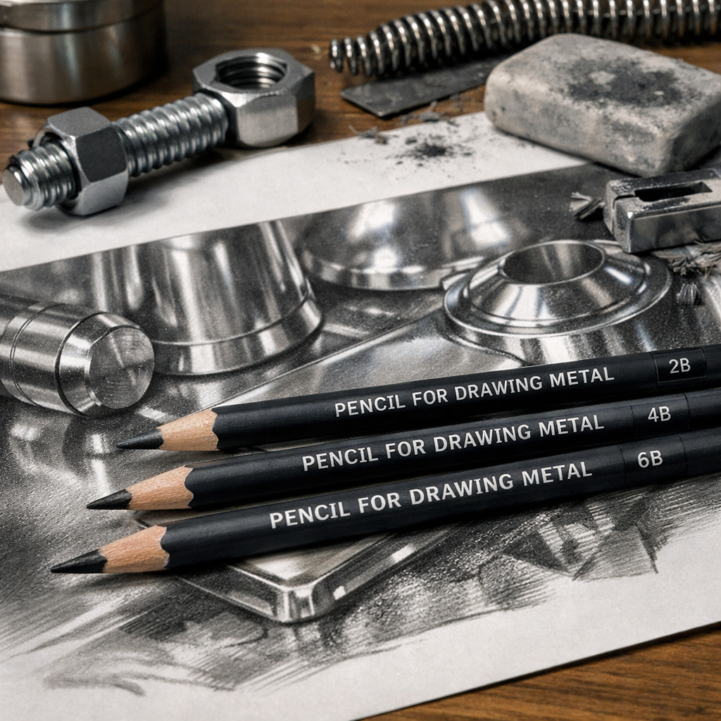 A photorealistic image related to pencils-for-drawing-metal. Alt: pencils-for-drawing-metal