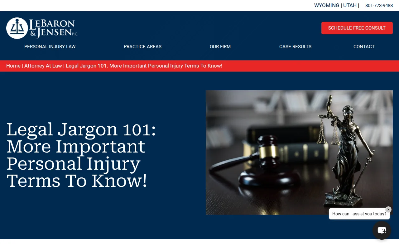 Screenshot of the LeBaron & Jensen website