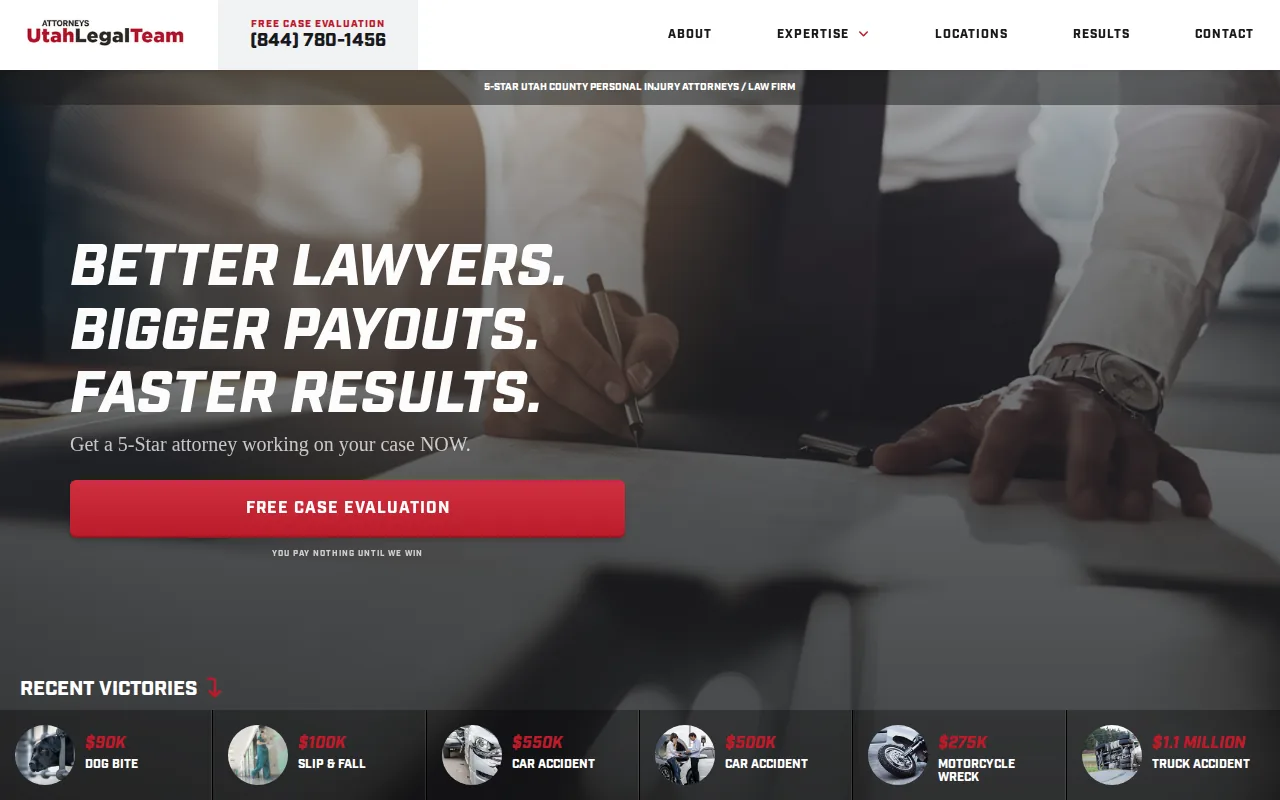 Screenshot of the Utah Legal Team website